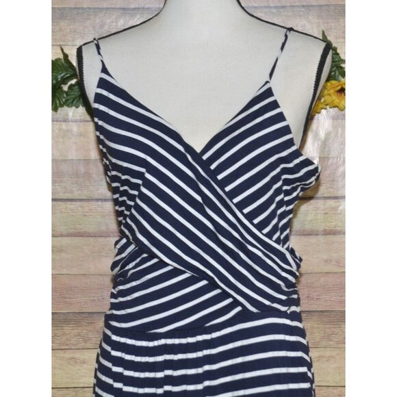 Boden Navy Blue Nautical Stripe Maxi Dress Sleeveless Size 20 22 Vacation Resort - Picture 2 of 9